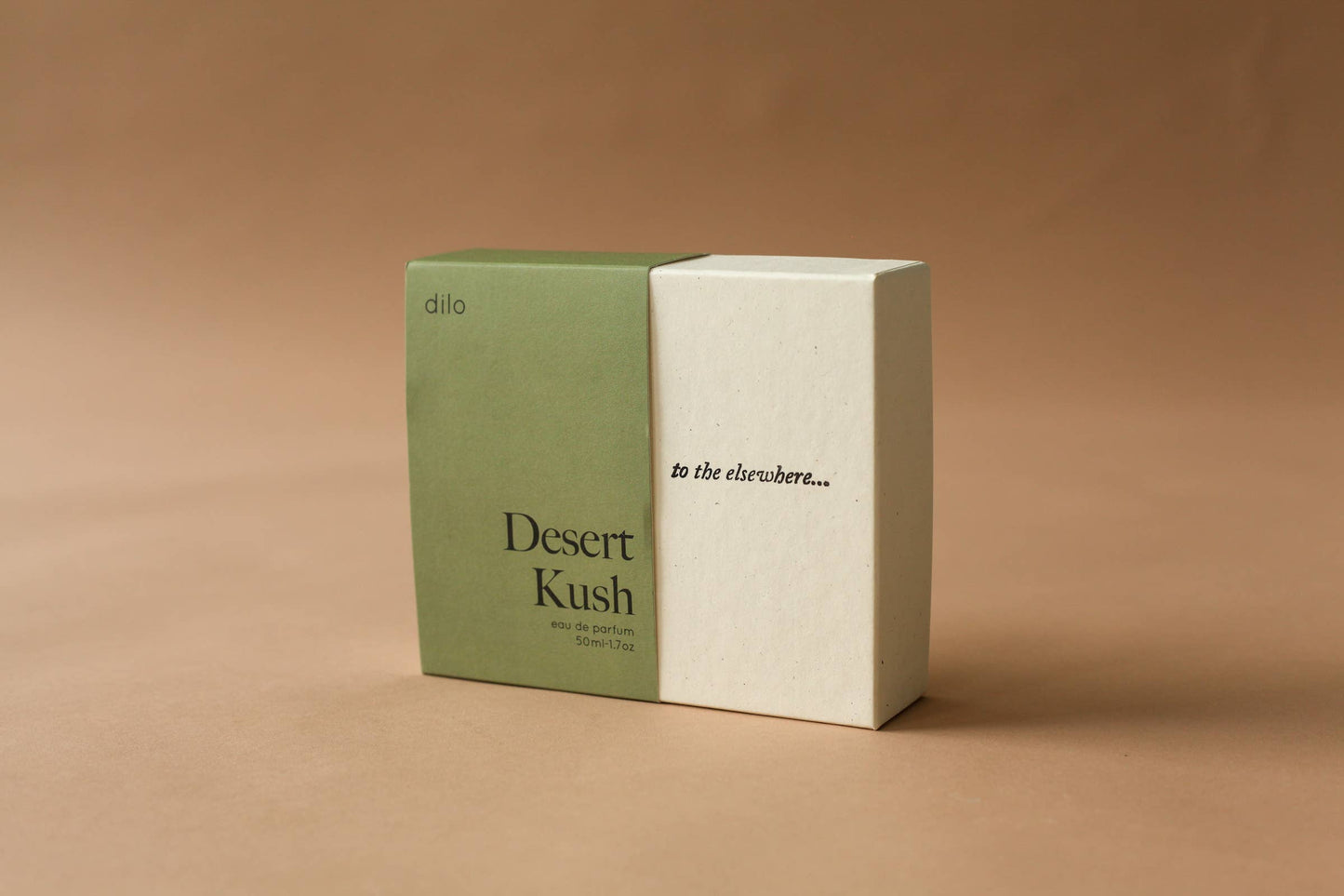 Two boxes labeled 'Desert Kush' and 'to the elsewhere...' on a beige background