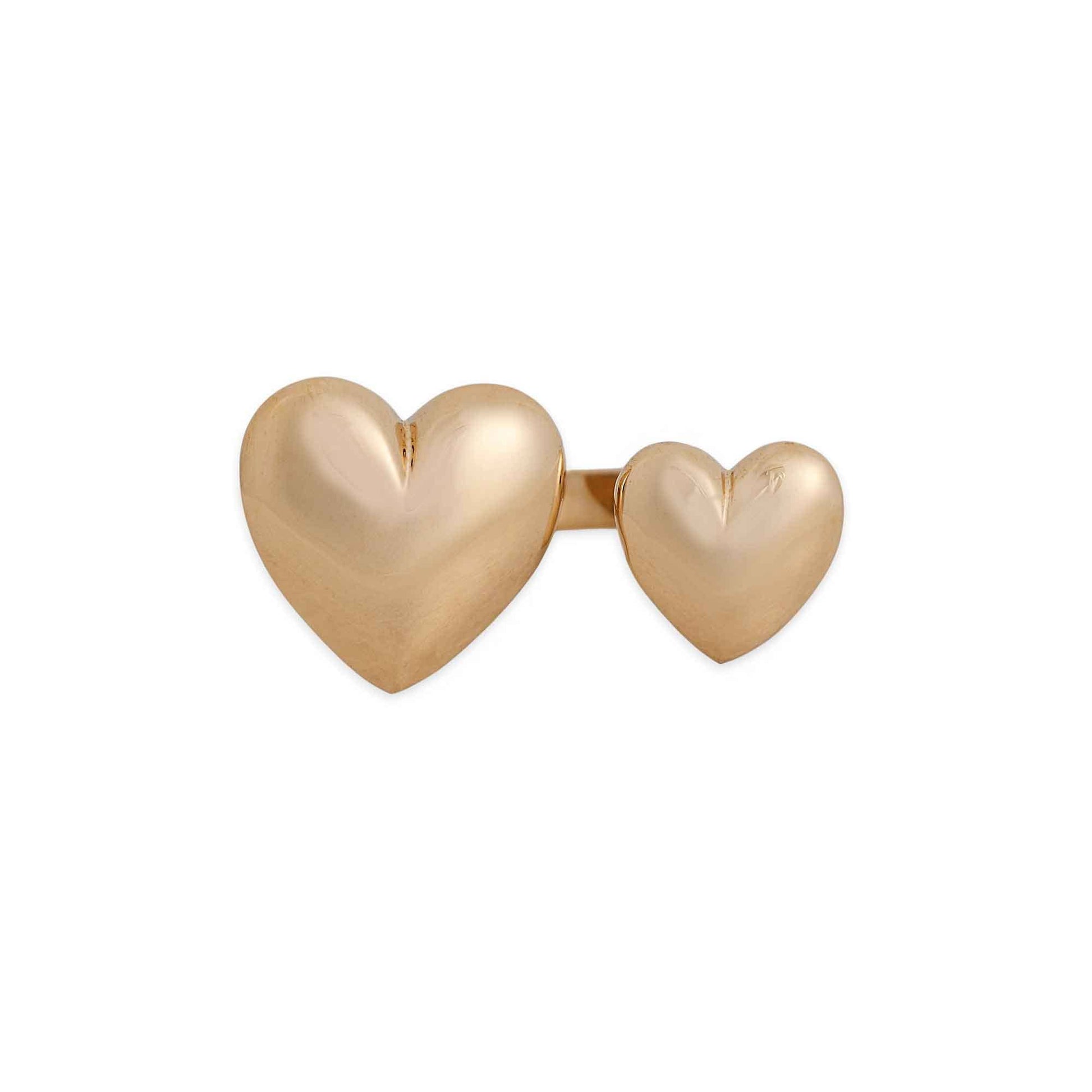 Gold heart-shaped ring on a white background