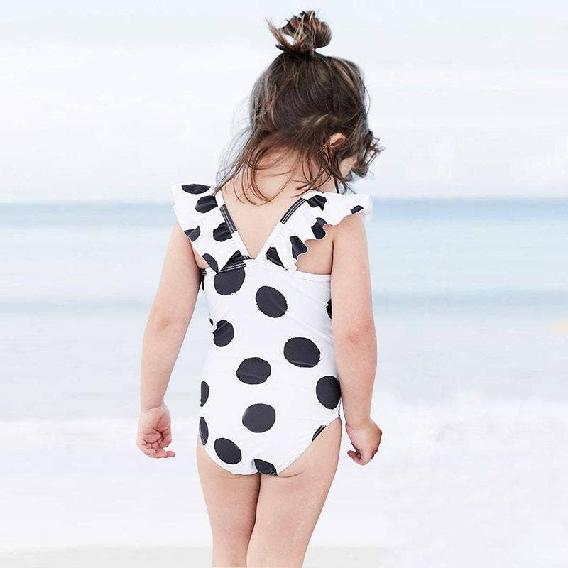 Girl's Polka Dot Swimsuit with Hat
