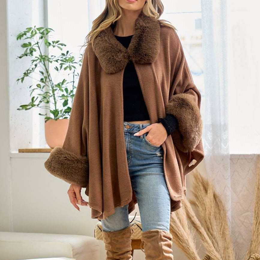 Mocha Wrap with Faux Fur