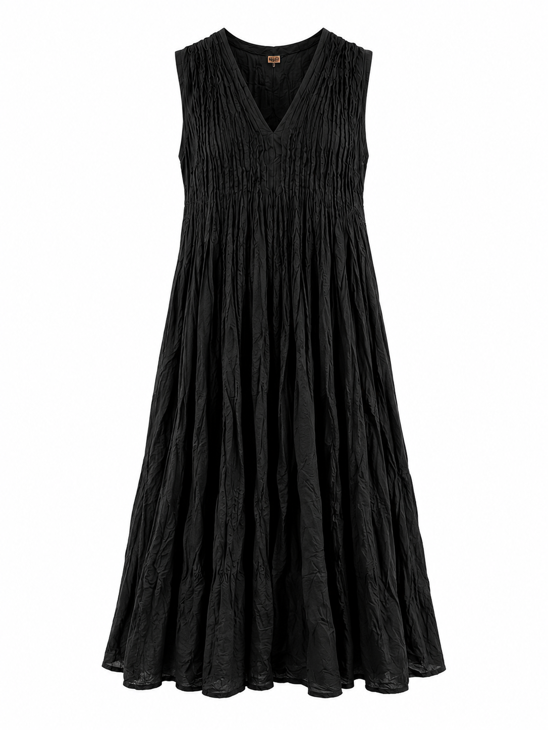 Black sleeveless dress on a white background
