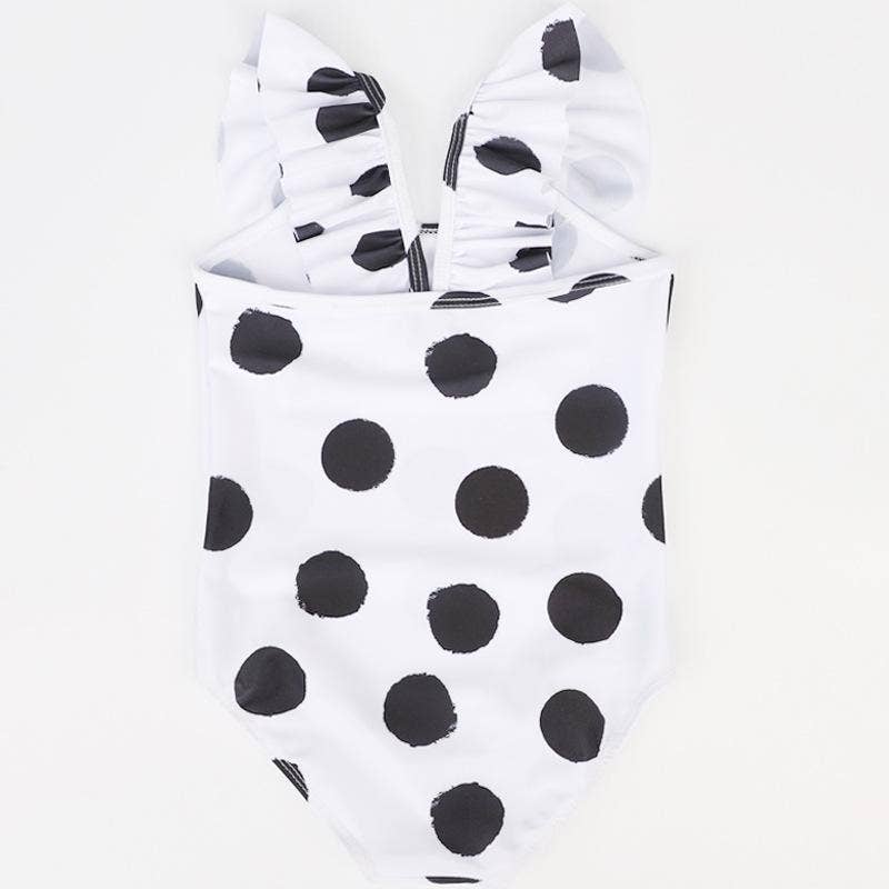 Girl's Polka Dot Swimsuit with Hat