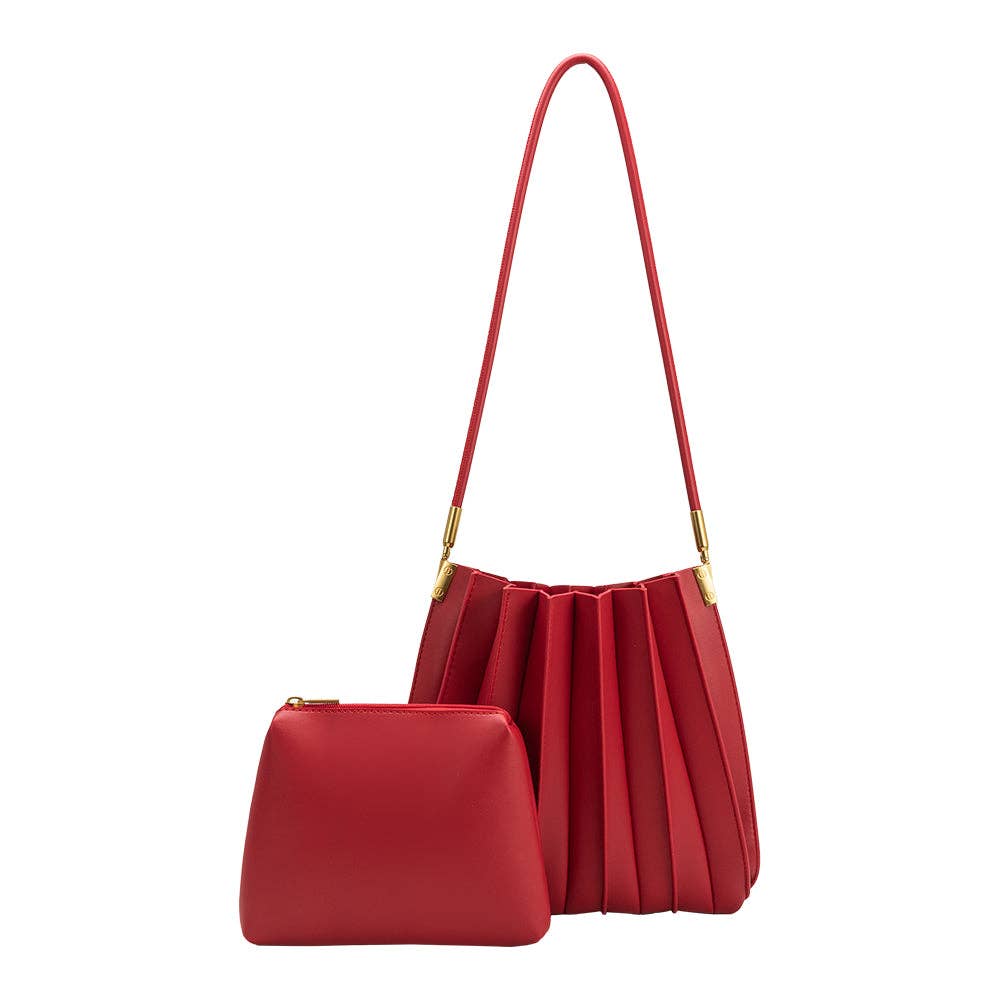 Carrie Pleated Vegan Bag - Red