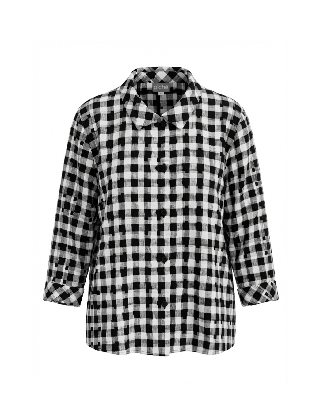 Black and white checkered shirt on a white background