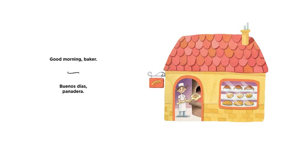 a page from a board book in english and spanish