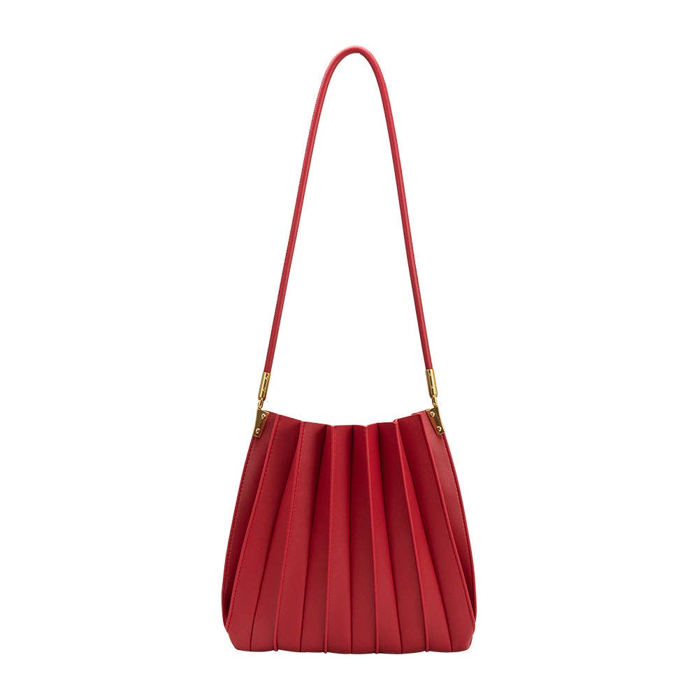 Carrie Pleated Vegan Bag - Red