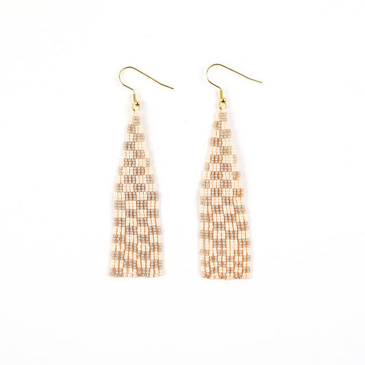 Blush Checkerboard Fringe Earrings