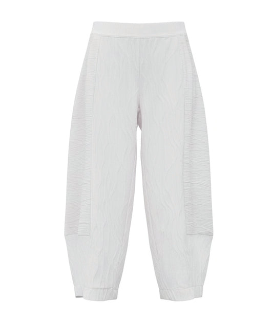 white tulip shaped pants with a line texture