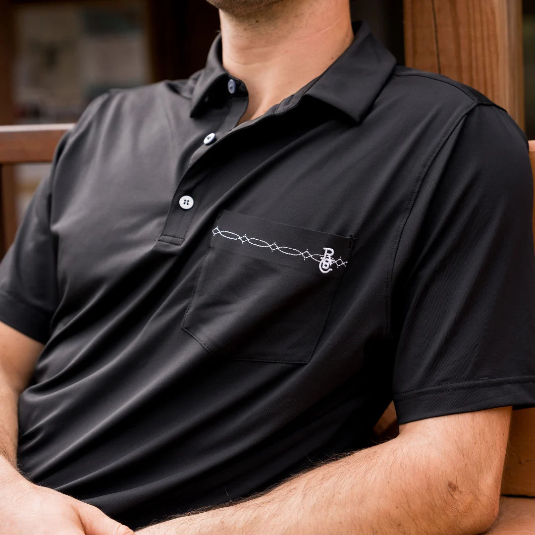 Black Bootstitch Pocket Polo