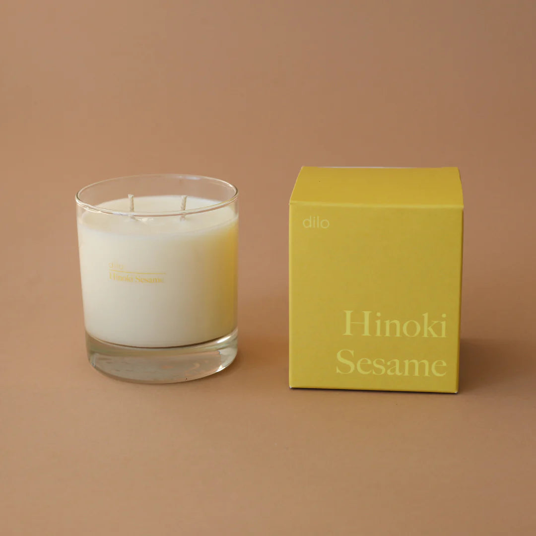 hinoki sesame scented candle  with packaging