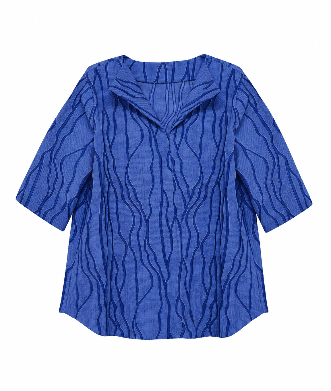 Blue textured shirt on a white background