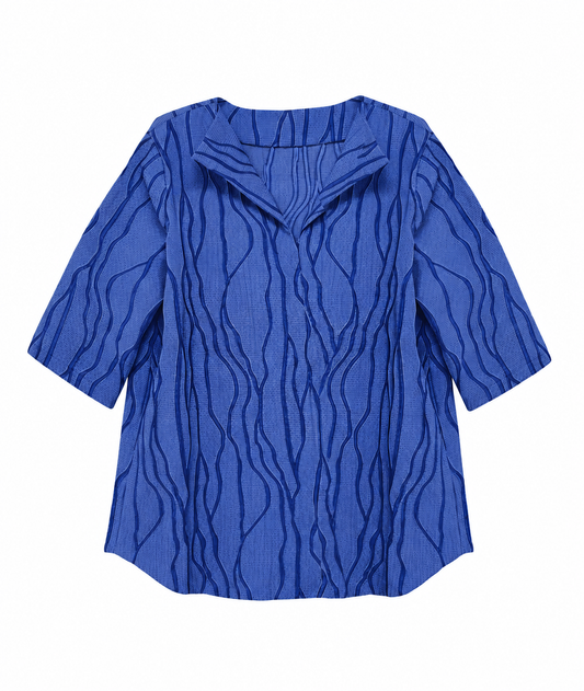 Blue textured shirt on a white background