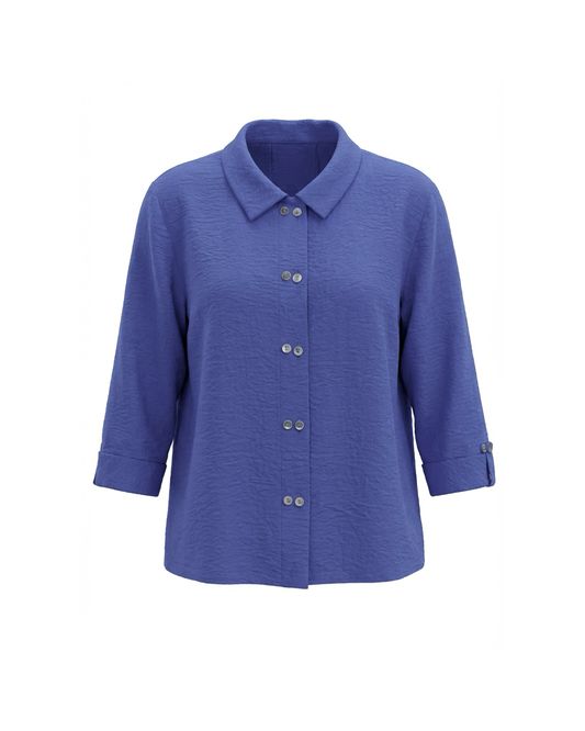 Blue shirt with a collar on a white background