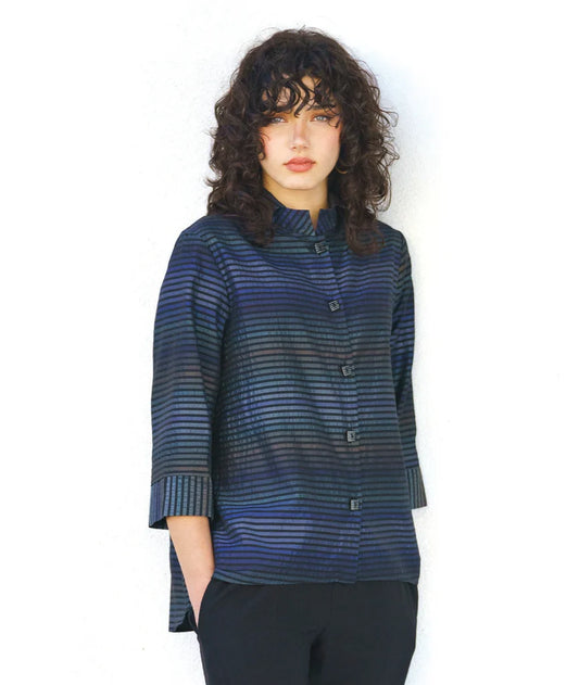 Niche - Shimmer Stripe - Lily Blouse - Blue Stripe
