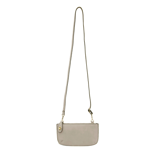 grey color wristlet bag with crossbody strap