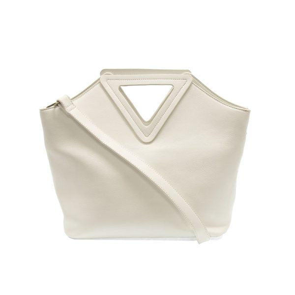 white bag with triangle handle
