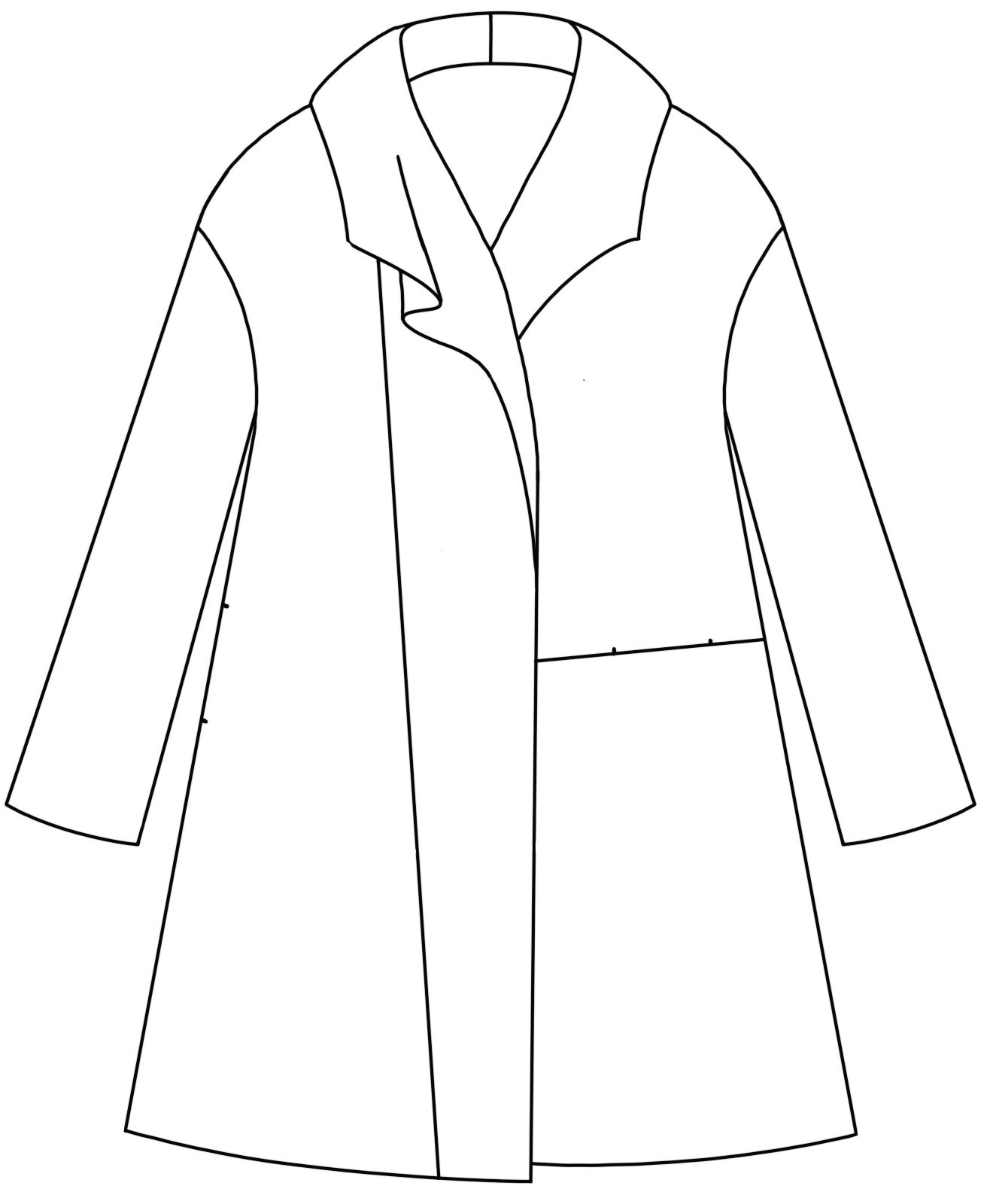 drawing of an asymmetrical coat