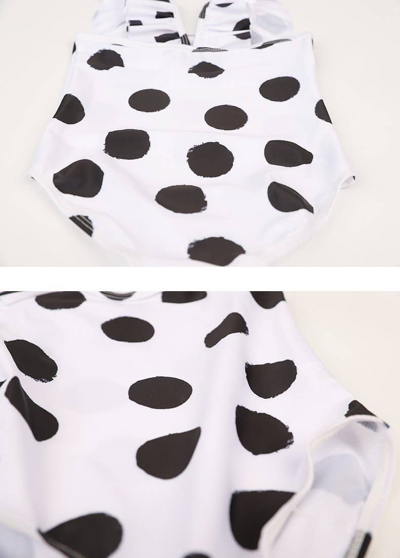 Girl's Polka Dot Swimsuit with Hat