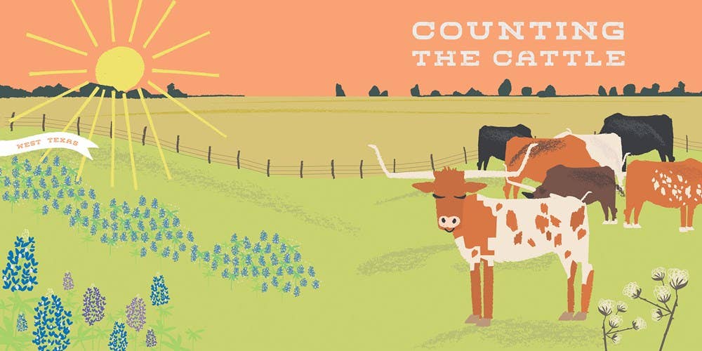 Children's book titled 'All Aboard Texas' with colorful illustrations on a blue background