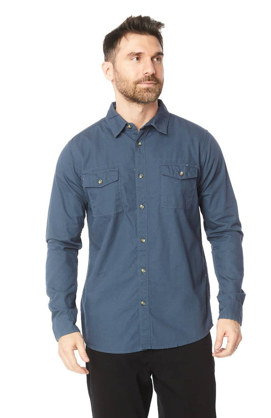 Men's Long Sleeve Twill Shirt - Blue