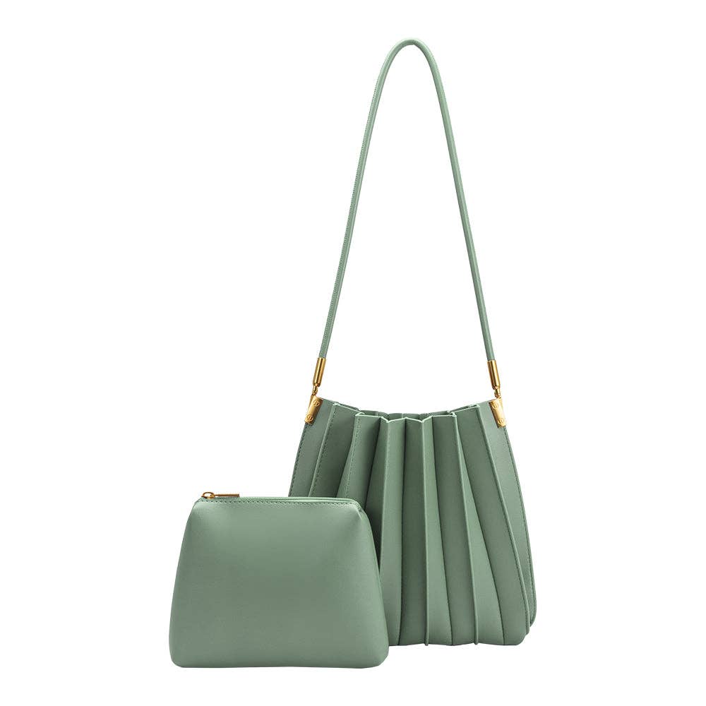 Carrie Pleated Vegan Bag - Sage