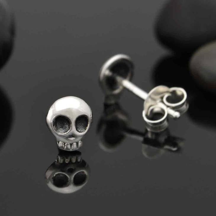 Skull Stud Earring - Sterling Silver