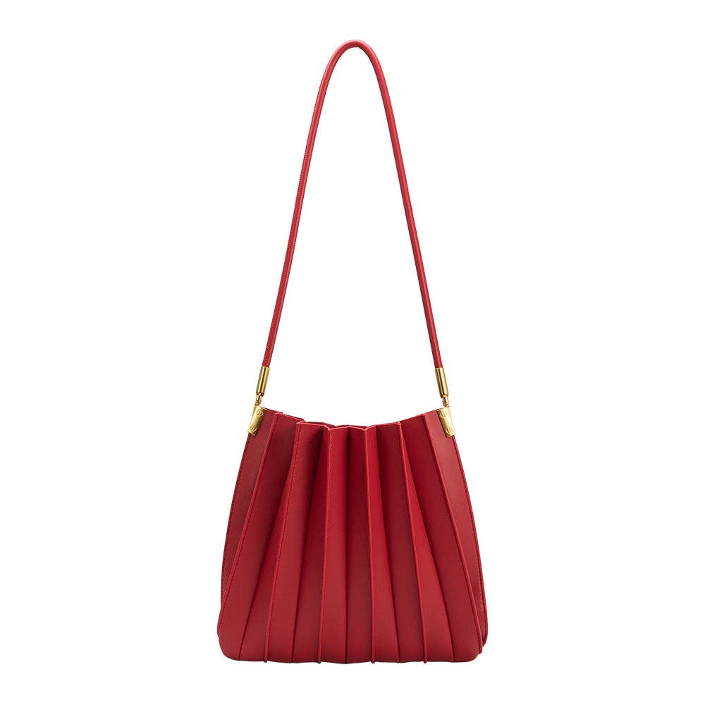 Carrie Pleated Vegan Bag - Red