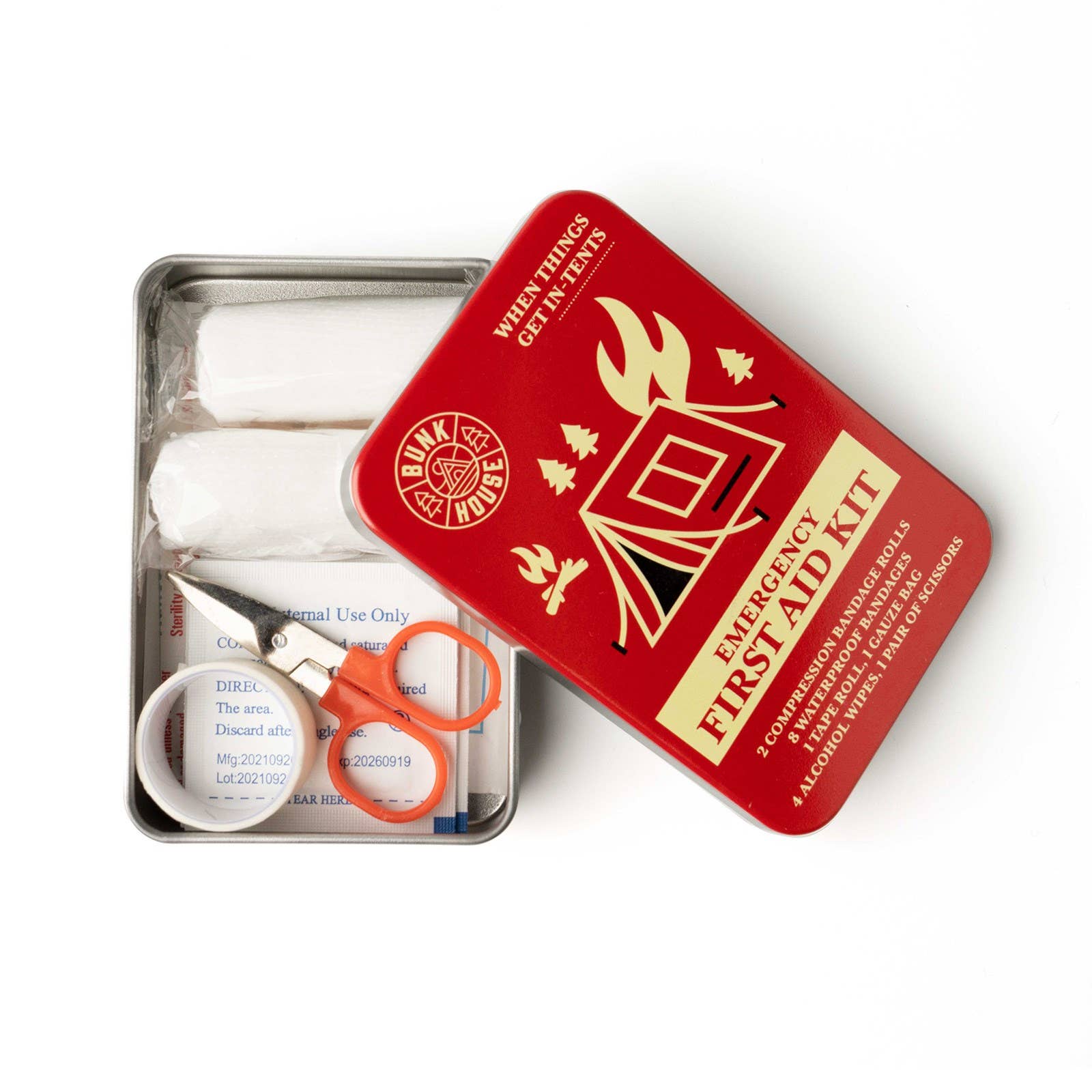 close up of an emergency first aid kit