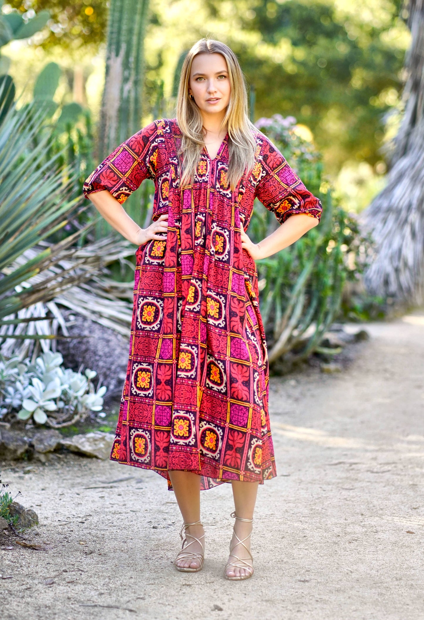 Skye Cotton Dress - Red & Black