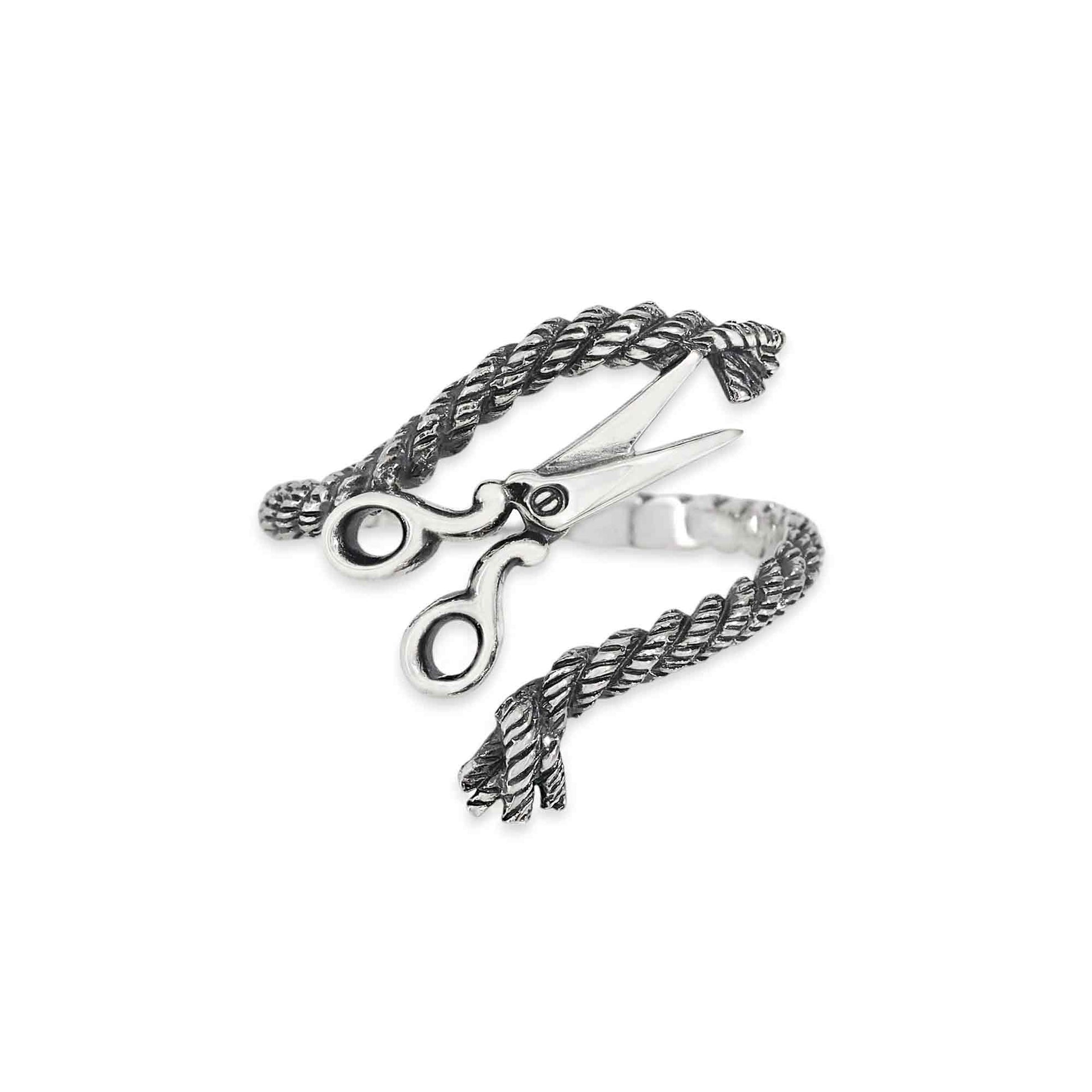 Silver necklace with a unique clasp design on a white background