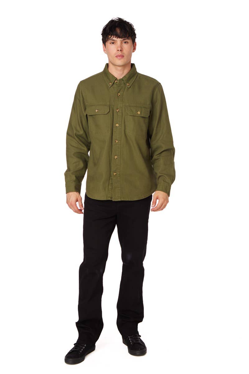 Men's Twill Long Sleeve Button-up - Charcoal