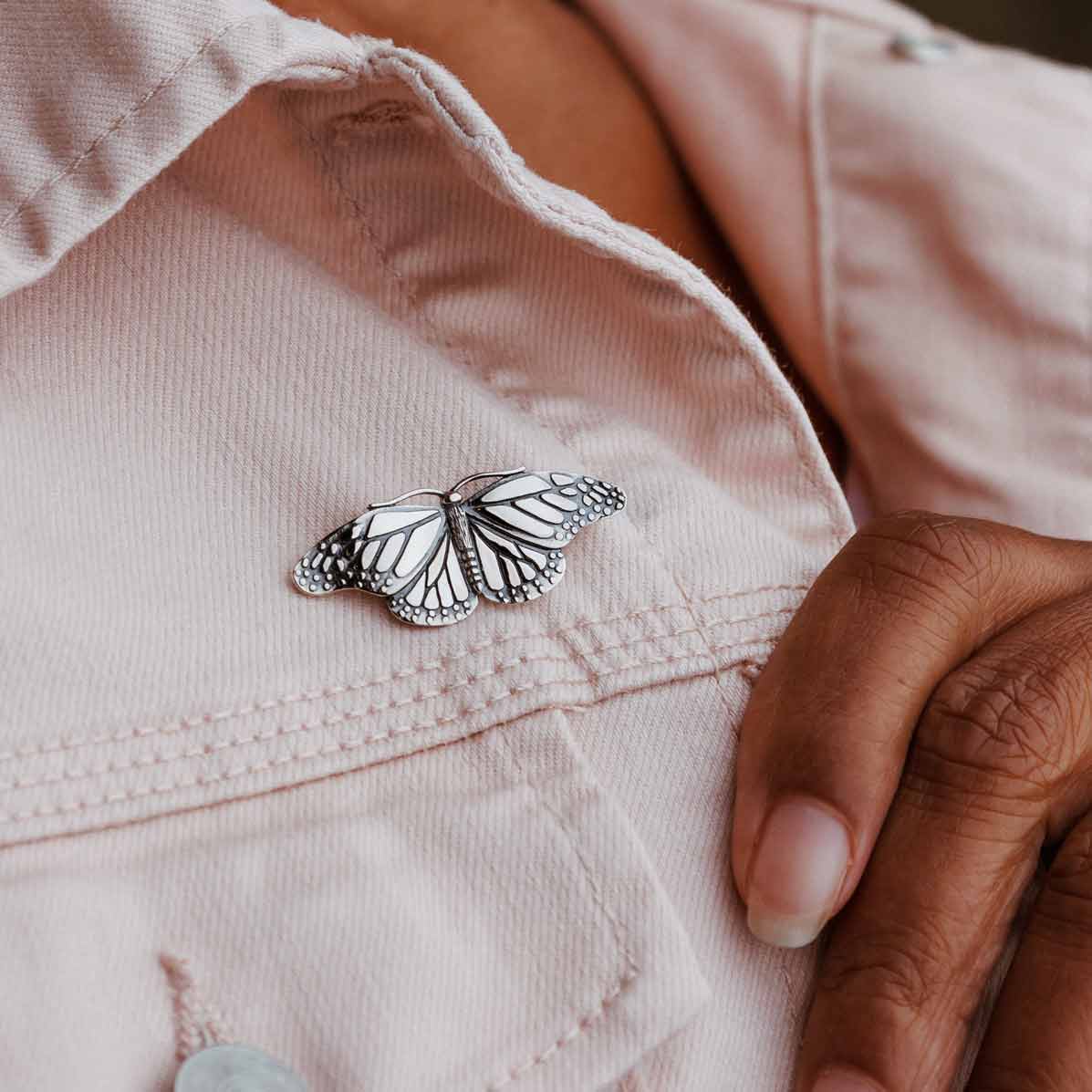 Monarch Butterfly Brooch - Sterling Silver
