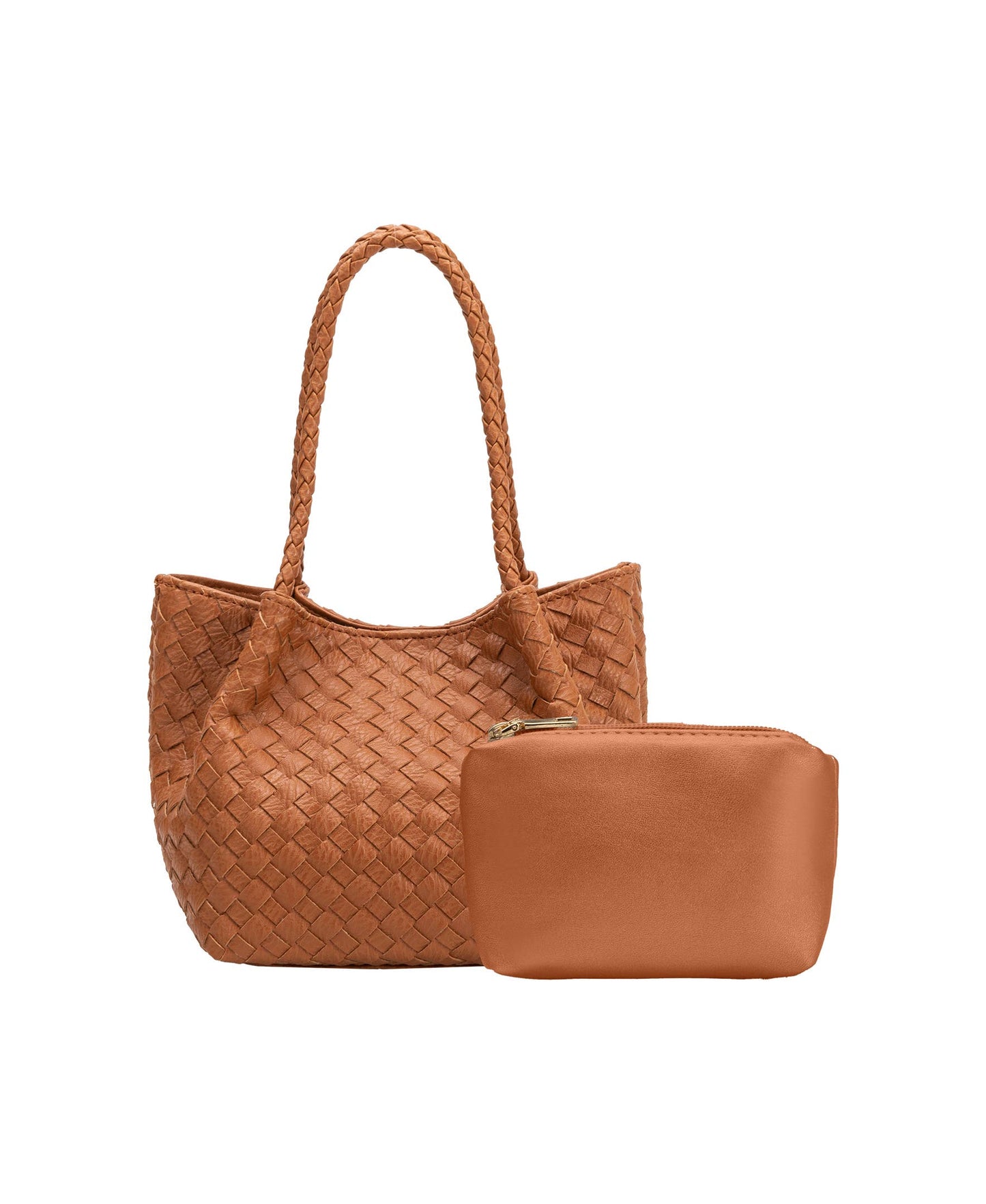 Anahi Vegan Top Handle Bag - Saddle