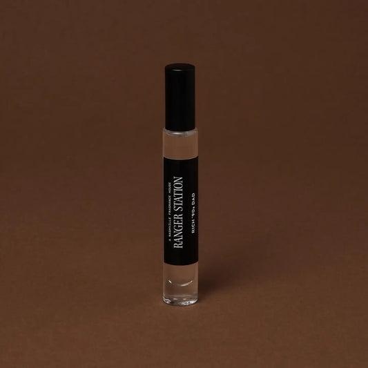 bottle of perfume with brown background