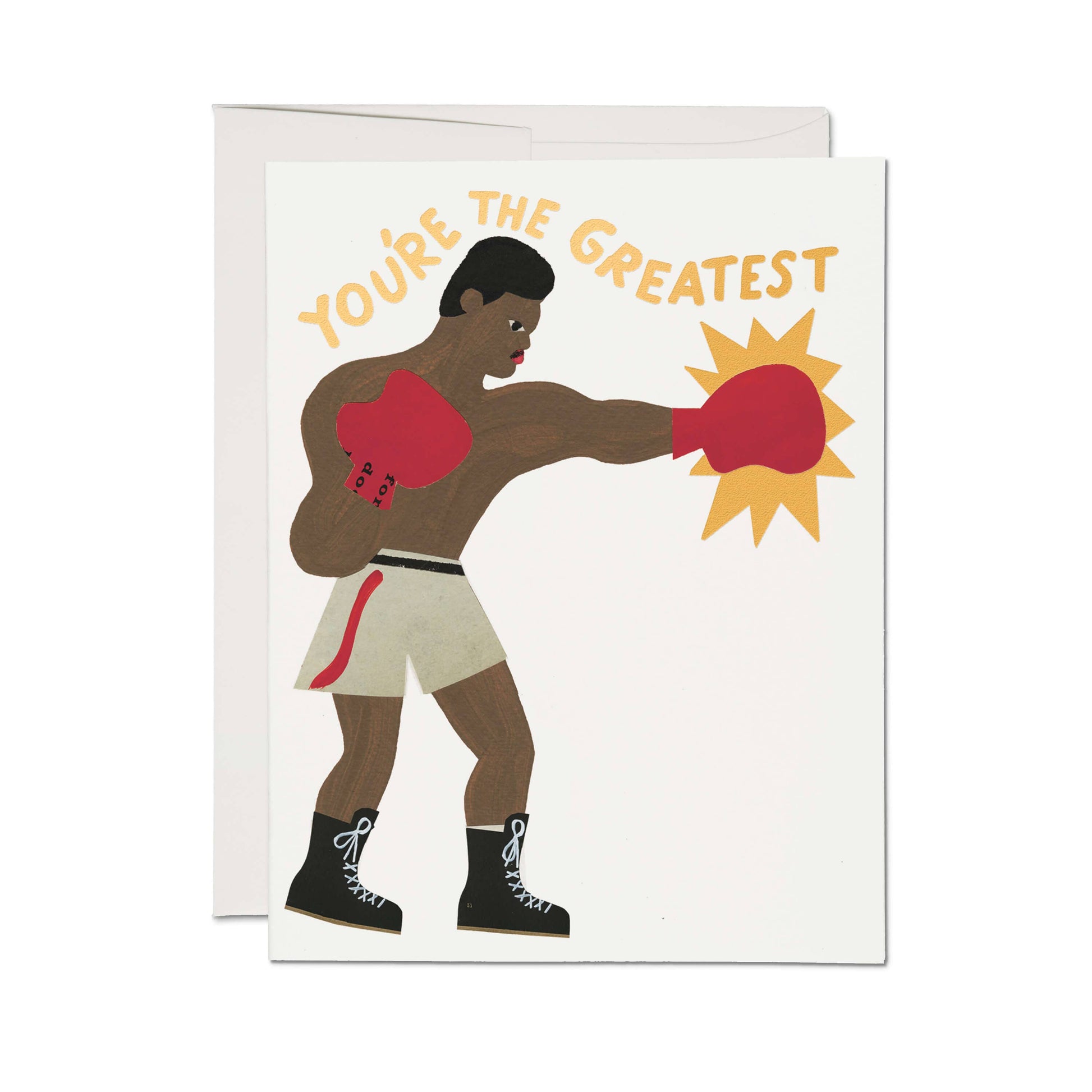 card with boxer that says "you're the greatest"