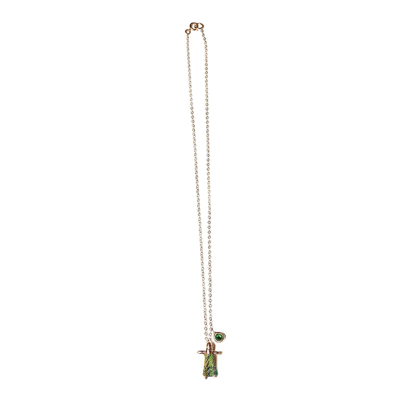 green worry doll necklace 