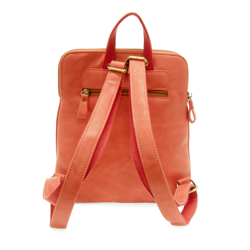 back of coral color backpack