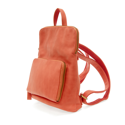 side of coral color backpack