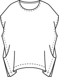 ILLUSTRATION OF A PULLOVER BOXY PONCHO WITH A ROUND NECKLINE AND SPLIT SIDES
