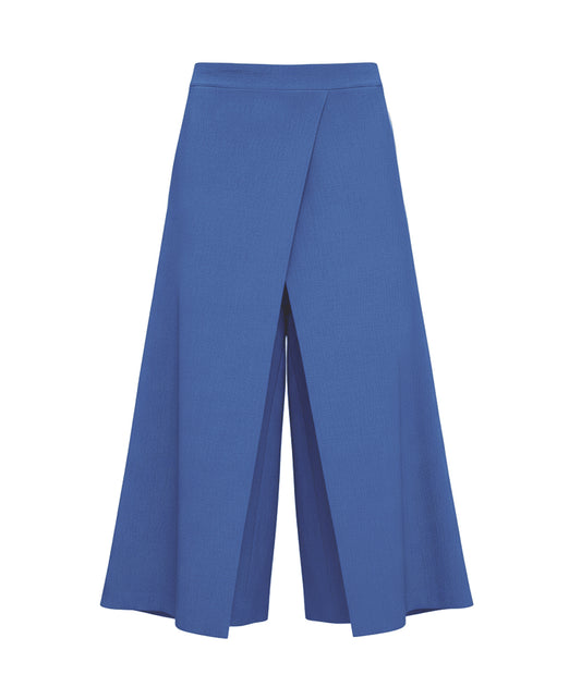 Blue wide-leg pants on a white background