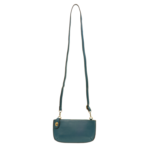blue peacock color crossbody clutch with strap