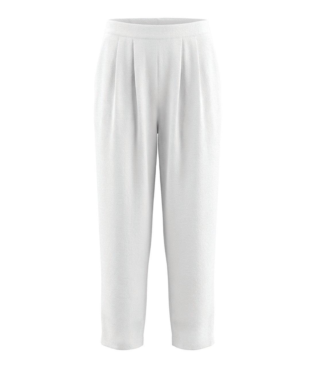White straight-leg pants on a white background