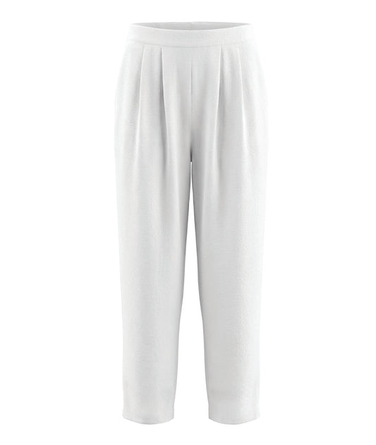 White straight-leg pants on a white background