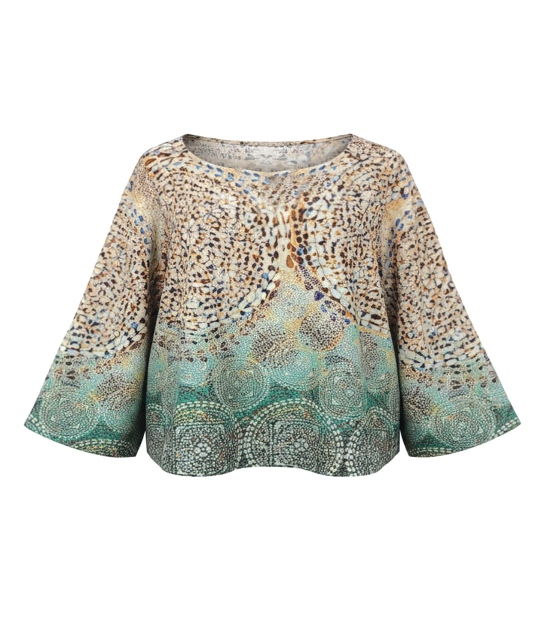 Colorful patterned blouse on a white background
