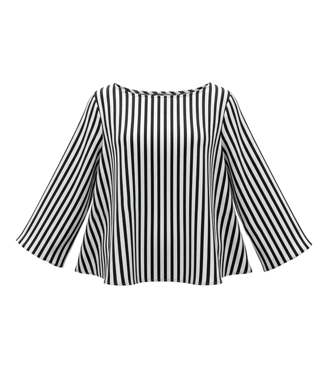 Black and white striped blouse on a white background