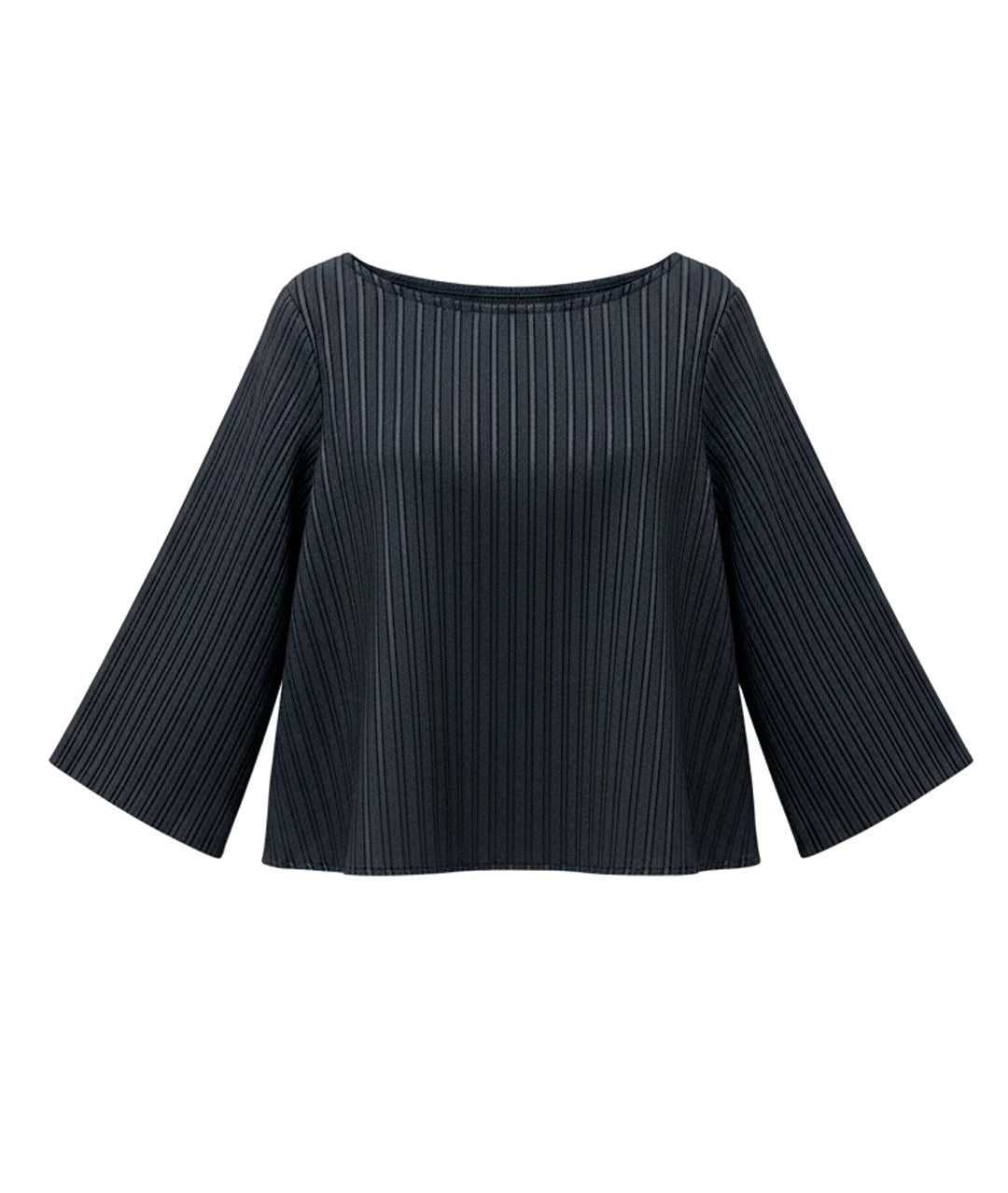 Black pinstripe blouse on a white background