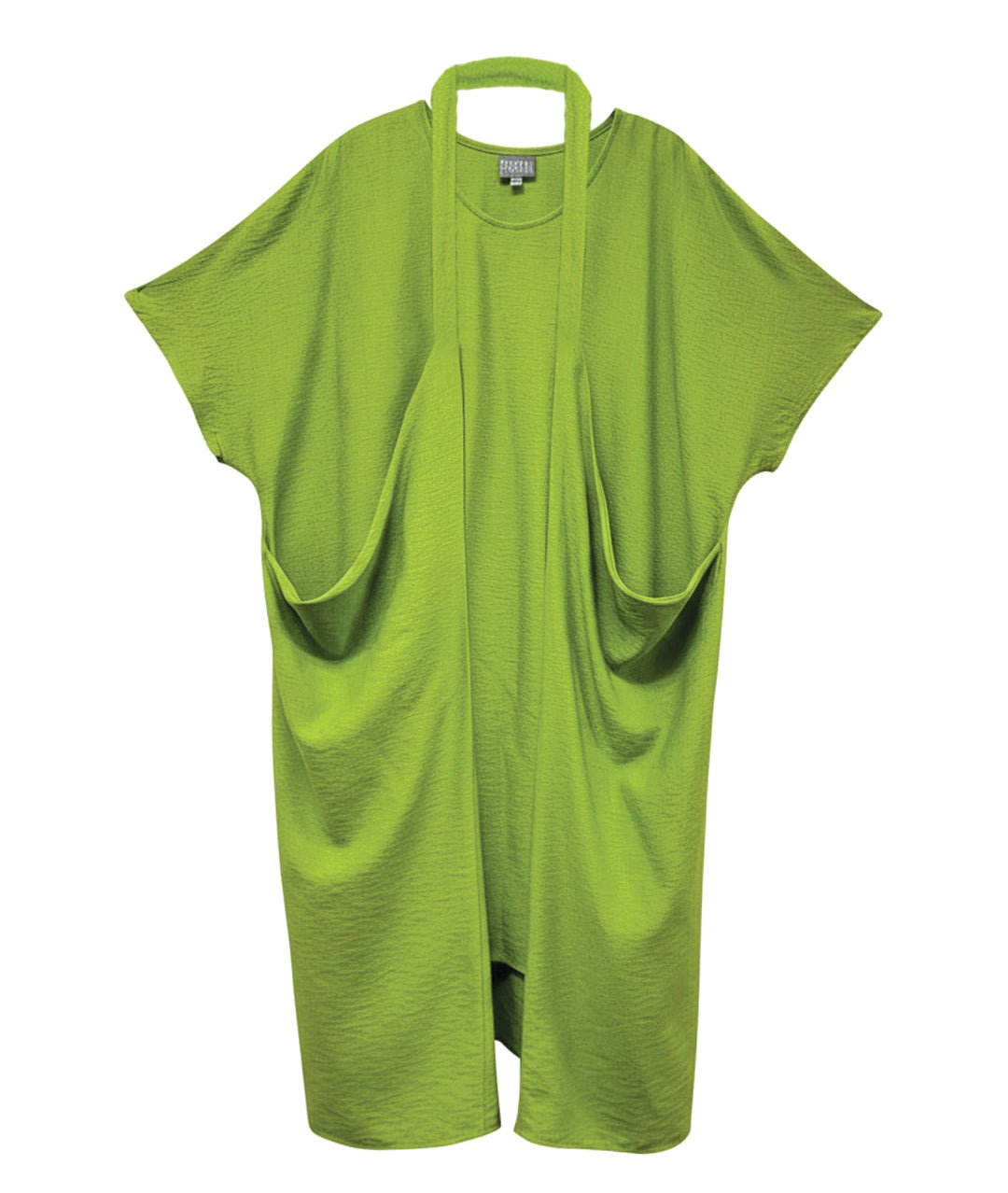 bright green dress with a connecting strap to style in multiple ways