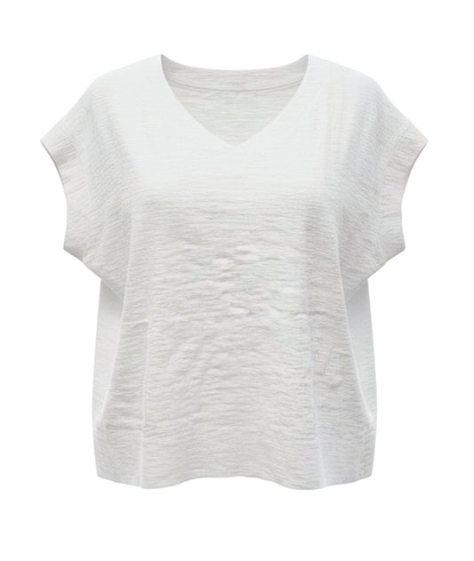 white pullover boxy top on a white background
