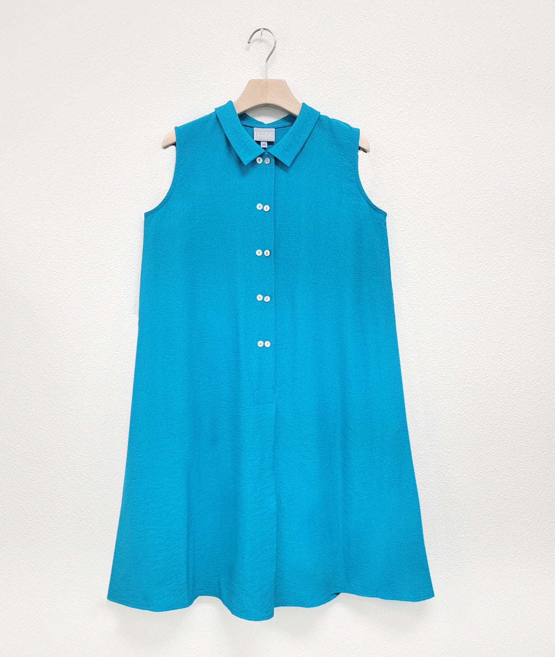 Niche - Rayon - Twinbutton Dress - Turquoise – Niche At Pearl