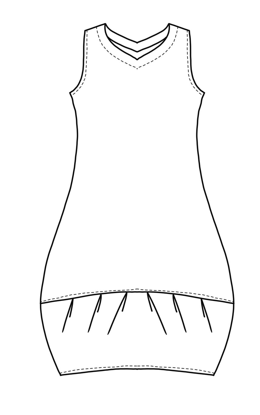 flat drawing of a tunic with bottom hem contrast